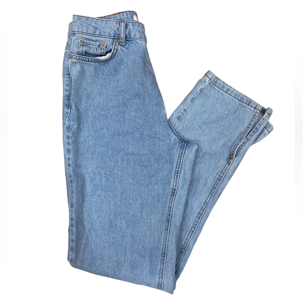 NA-KD Side Slit Jeans Women’s Size EU 34 US 4 Light Blue Denim